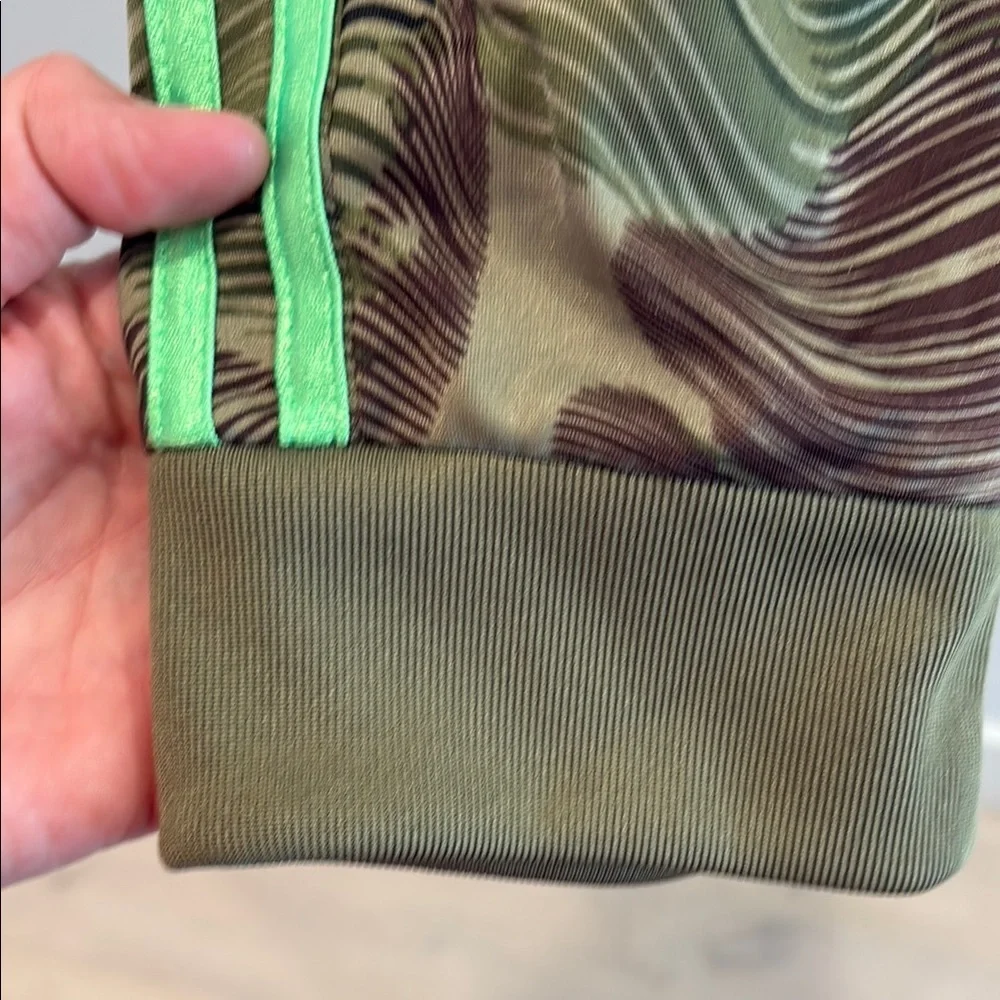 Adidas Green Sweatpants with Neon Stripes